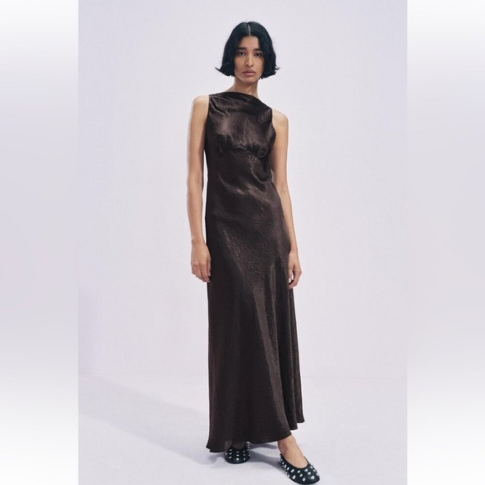 ZARA WRINKLED SATIN EFFECT DRESS ZW COLLECTION